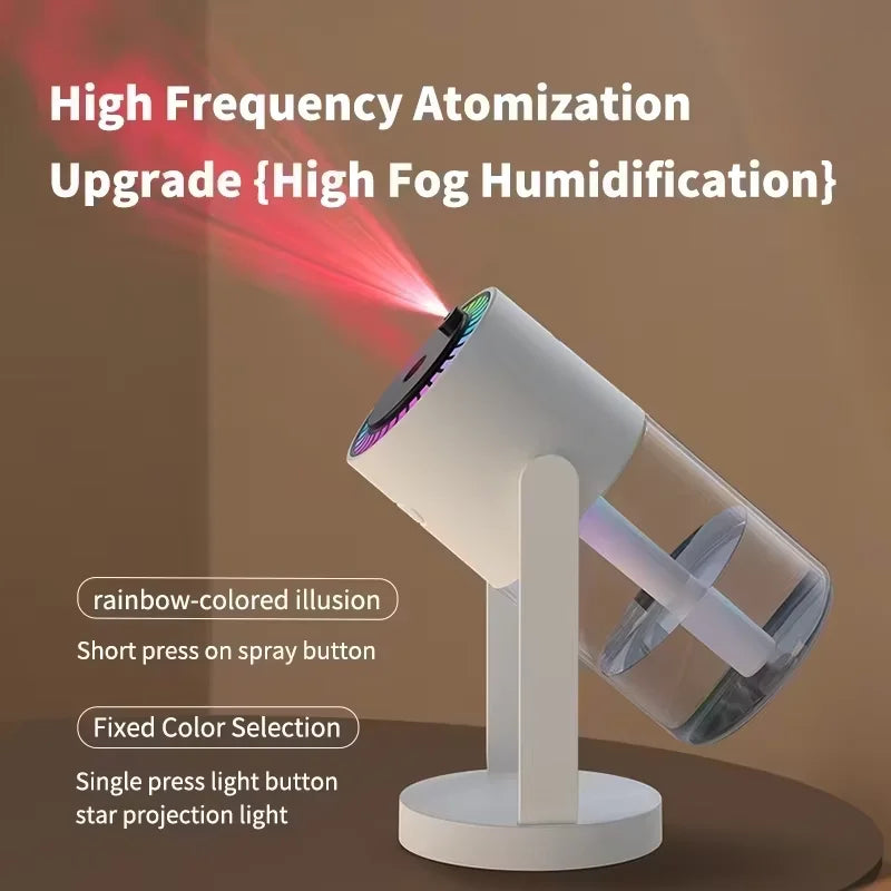 Home Portable Ultrasonic Mist Maker Humidifier Mini Projector LED Start Light Aromatic Essential Oil Diffuser Humidifier